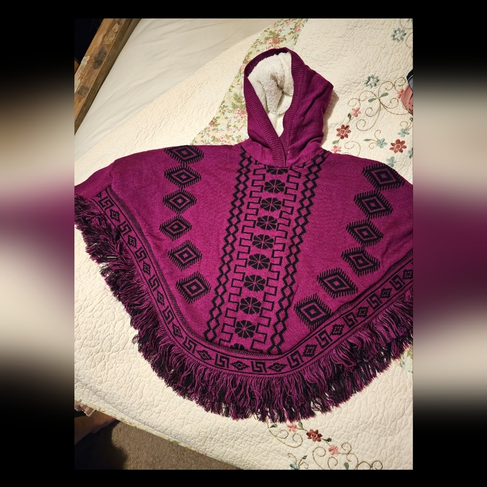 New sherpa little girls mexican poncho